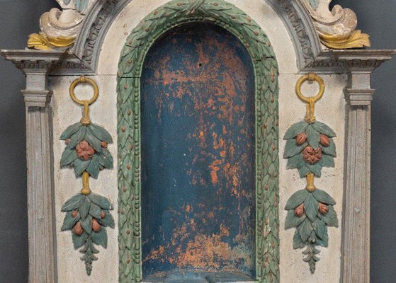 Late 17th Century Altarpiece Niche Polychrome Carved Altar with Decorated with Angels-QKG-1732718