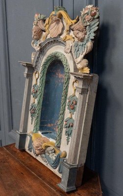 Late 17th Century Altarpiece Niche Polychrome Carved Altar with Decorated with Angels-QKG-1732718