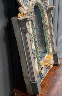 Late 17th Century Altarpiece Niche Polychrome Carved Altar with Decorated with Angels-QKG-1732718