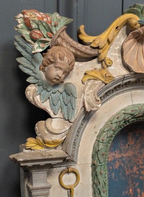 Late 17th Century Altarpiece Niche Polychrome Carved Altar with Decorated with Angels-QKG-1732718