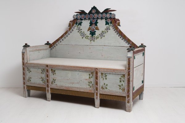 Late 18th Century Swedish Blue Pine Country Bench-MJF-1064257