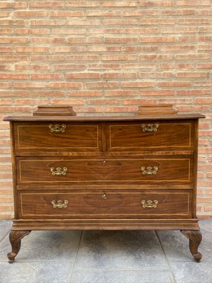 Late-19 Century Walnut and Marquetry Commode Chest of Drawers, 1890s-NOU-792811