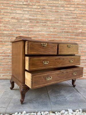 Late-19 Century Walnut and Marquetry Commode Chest of Drawers, 1890s-NOU-792811