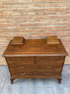 Late-19 Century Walnut and Marquetry Commode Chest of Drawers, 1890s-NOU-792811