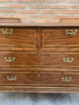 Late-19 Century Walnut and Marquetry Commode Chest of Drawers, 1890s-NOU-792811