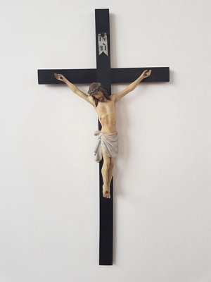 Late 19th-Century Carved Crucifix Sculpture-IND-956091