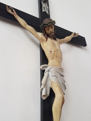 Late 19th-Century Carved Crucifix Sculpture-IND-956091