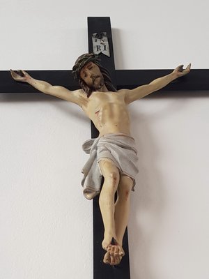 Late 19th-Century Carved Crucifix Sculpture-IND-956091