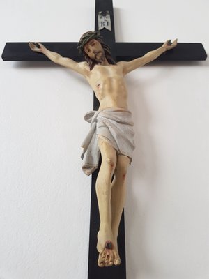 Late 19th-Century Carved Crucifix Sculpture-IND-956091