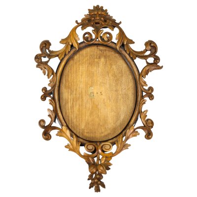 Late 19th Century Carved Walnut Oval Picture Frame, France, 1890s-KEG-1394538