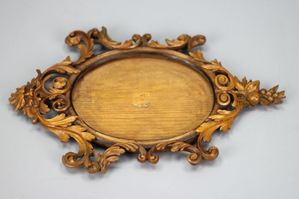 Late 19th Century Carved Walnut Oval Picture Frame, France, 1890s-KEG-1394538