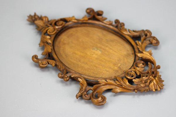 Late 19th Century Carved Walnut Oval Picture Frame, France, 1890s-KEG-1394538