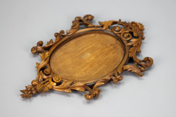 Late 19th Century Carved Walnut Oval Picture Frame, France, 1890s-KEG-1394538