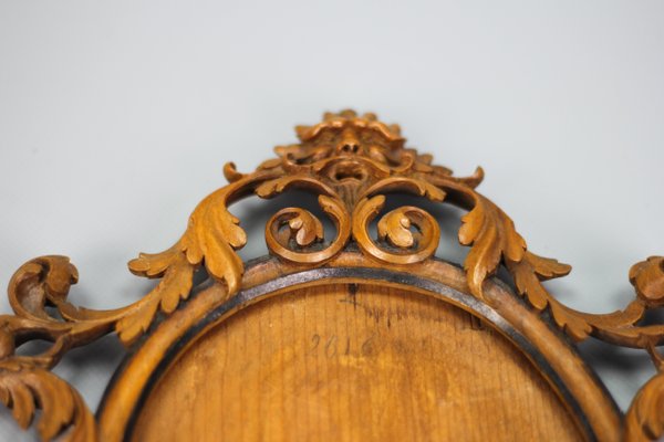 Late 19th Century Carved Walnut Oval Picture Frame, France, 1890s-KEG-1394538