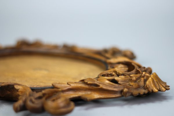 Late 19th Century Carved Walnut Oval Picture Frame, France, 1890s-KEG-1394538