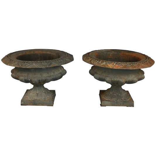 Late-19th Century Cast Iron Urns or Jardinieres, Set of 2