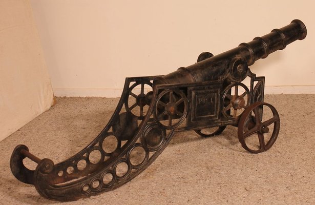 Late 19th Century Decorative English Cast Iron Cannon-HPU-785737