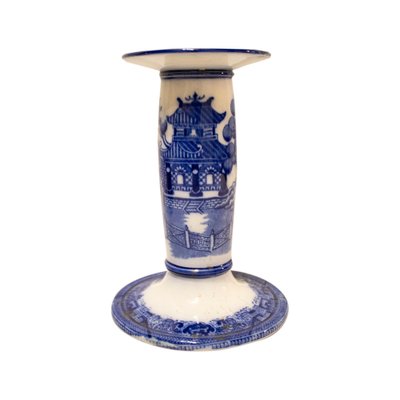 Late 19th Century Dountons Willow Porcelain Cnadlestick, England, 1850s-UZ-2041570