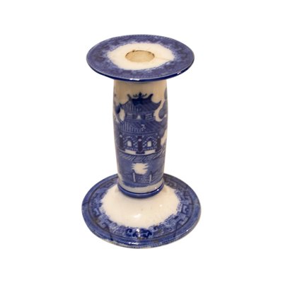 Late 19th Century Dountons Willow Porcelain Cnadlestick, England, 1850s-UZ-2041570