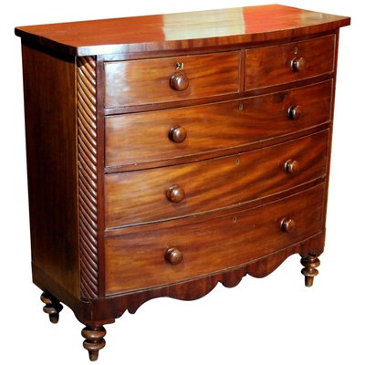 Late 19th Century English Mahogany Bow Front Chest of Drawers-AXE-1433480