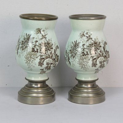 Late 19th Century Flower Pots in Fire-Enamelled Metal, 1890s, Set of 2-NE-2036219