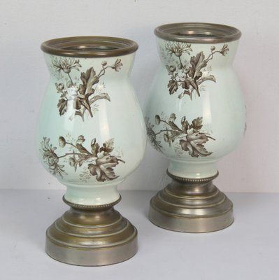 Late 19th Century Flower Pots in Fire-Enamelled Metal, 1890s, Set of 2-NE-2036219