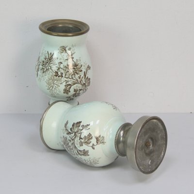 Late 19th Century Flower Pots in Fire-Enamelled Metal, 1890s, Set of 2-NE-2036219