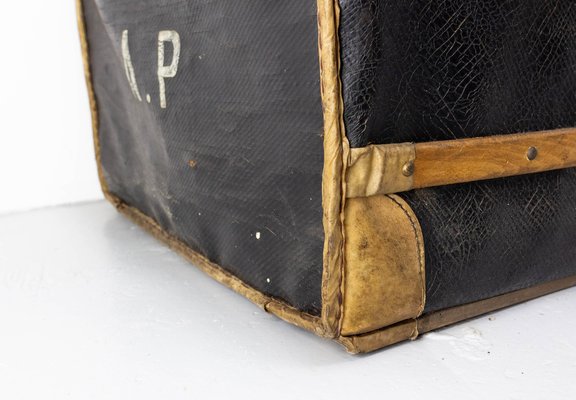 Late 19th Century French Leather Trunk with Train Labels-RIU-1422347