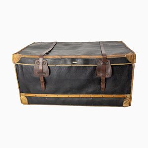 Late 19th Century French Leather Trunk with Train Labels-RIU-1422347