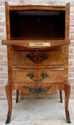 Late 19th Century French Louis XV Style Marquetry and Marble Chest of Drawers-NOU-1245308