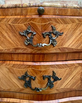 Late 19th Century French Louis XV Style Marquetry and Marble Chest of Drawers-NOU-1245308