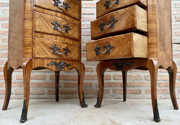 Late 19th Century French Louis XV Style Marquetry & Marble Chests of Drawers, Set of 2-NOU-1245312