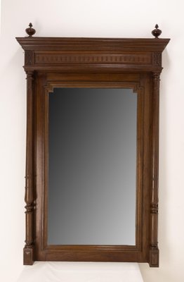 Late 19th Century French Oak Frame Beveled Mirror with Colonnettes-RIU-1392557