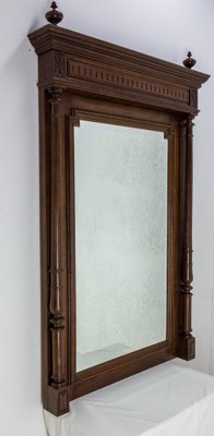 Late 19th Century French Oak Frame Beveled Mirror with Colonnettes-RIU-1392557