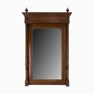 Late 19th Century French Oak Frame Beveled Mirror with Colonnettes-RIU-1392557