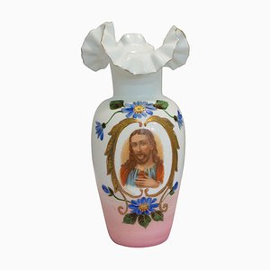 Late-19th Century French Opaline Sacred Heart Vase-RIU-762515