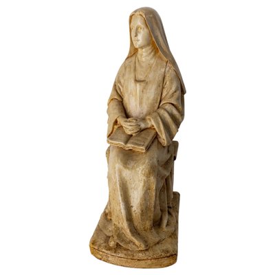 Late 19th Century French Patinated Nun Reading Gospels Figurine-RIU-1433122