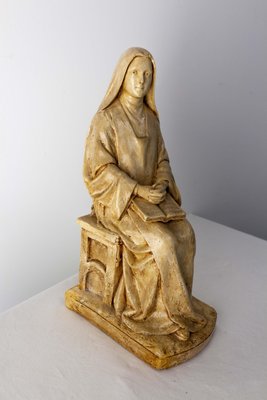 Late 19th Century French Patinated Nun Reading Gospels Figurine-RIU-1433122