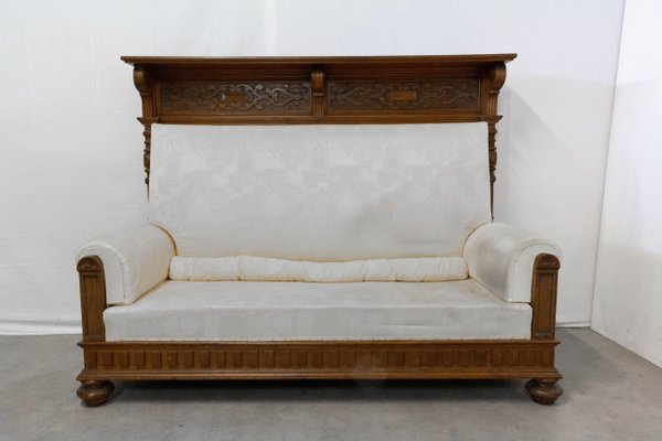 Late-19th Century French Provincial Oak High Back Bench, 1890s-RIU-713057