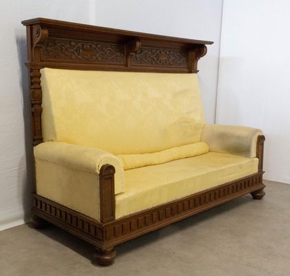 Late-19th Century French Provincial Oak High Back Bench, 1890s-RIU-713057