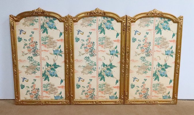 Late 19th Century Louis XV Silk and Golden Wood Screen-RVK-1723831