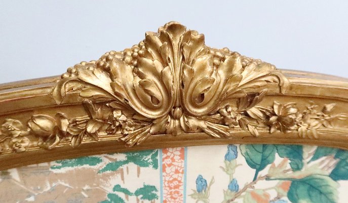 Late 19th Century Louis XV Silk and Golden Wood Screen-RVK-1723831