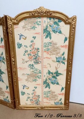 Late 19th Century Louis XV Silk and Golden Wood Screen-RVK-1723831