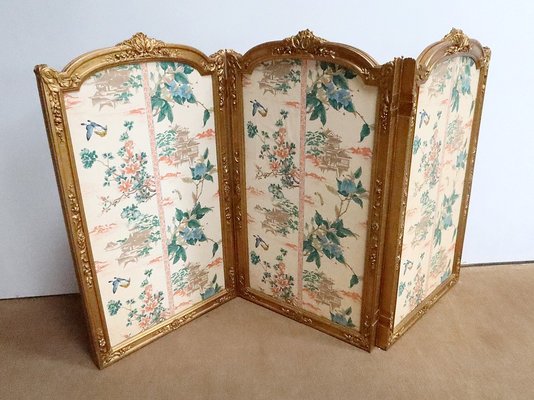 Late 19th Century Louis XV Silk and Golden Wood Screen-RVK-1723831