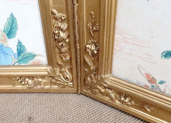 Late 19th Century Louis XV Silk and Golden Wood Screen-RVK-1723831