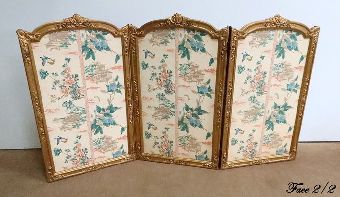 Late 19th Century Louis XV Silk and Golden Wood Screen-RVK-1723831