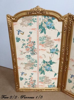 Late 19th Century Louis XV Silk and Golden Wood Screen-RVK-1723831