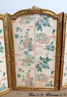 Late 19th Century Louis XV Silk and Golden Wood Screen-RVK-1723831