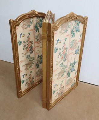 Late 19th Century Louis XV Silk and Golden Wood Screen-RVK-1723831