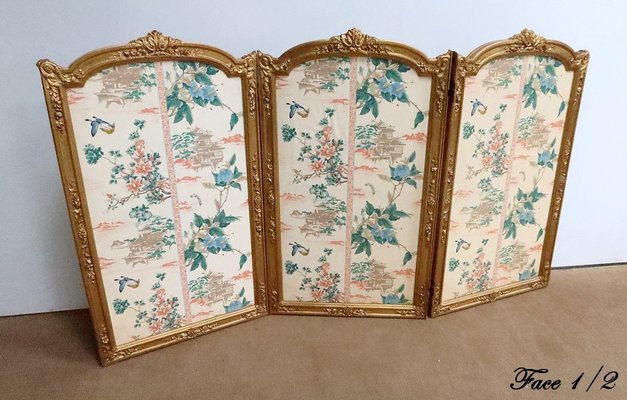 Late 19th Century Louis XV Silk and Golden Wood Screen-RVK-1723831